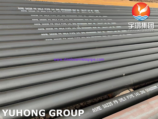 ASTM A335 P9 ท่อเหล็กสแตนเลสอุณหภูมิสูงสําหรับเครื่องแลกเปลี่ยนความร้อน สีดํา