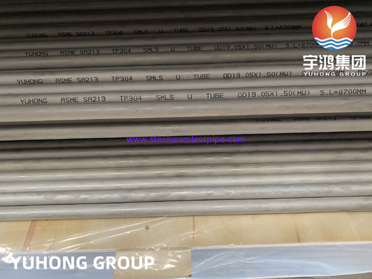 ASME SA213 TP304/304L ท่อสแตนเลส U Bend Tube สําหรับเครื่องแลกเปลี่ยนความร้อน