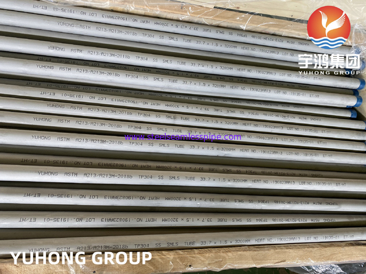 ASTM A213 TP304 หม้อต้มเหล็กกล้าไร้สนิมออสเทนนิติกแบบไม่มีรอยต่อ Super Heater และ Heat Exchanger Tube