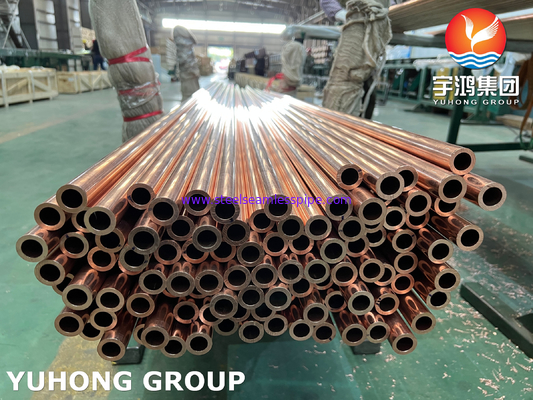 ASTM B111 UNS C12200 / CW024A ท่อทองแดงไร้สาย ท่อแลกเปลี่ยนความร้อน DHP