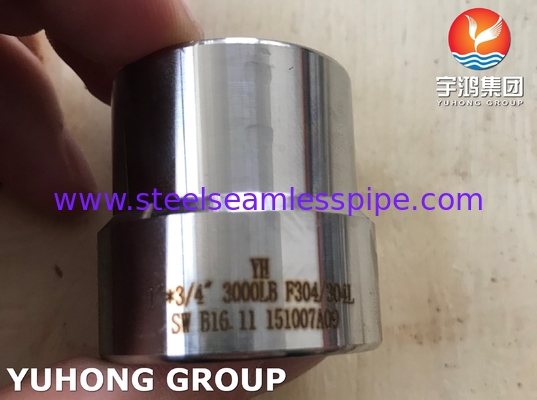 ASTM A182 F304 ข้อต่อเชื่อมซ็อกเก็ตแบบสอด B16.11 ท่อส่งน้ำมัน เคมีภัณฑ์ ซีเมนต์