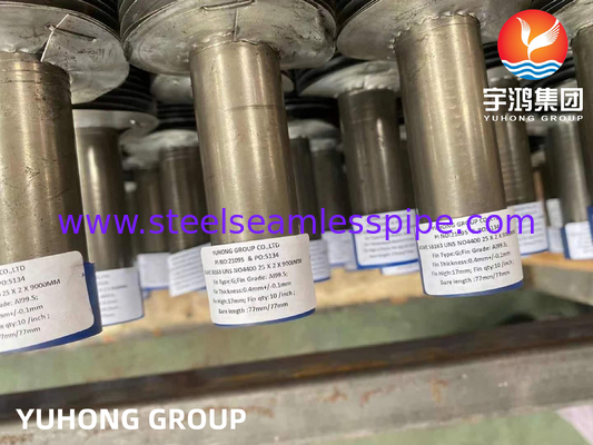 ท่อครีบชนิด G อัดขึ้นรูปจากโลหะผสมนิกเกิล ASME SB163 N04400 ขนาด 25x2x9000MM AL99.5 สำหรับใช้งานในเครื่องแลกเปลี่ยนความร้อน