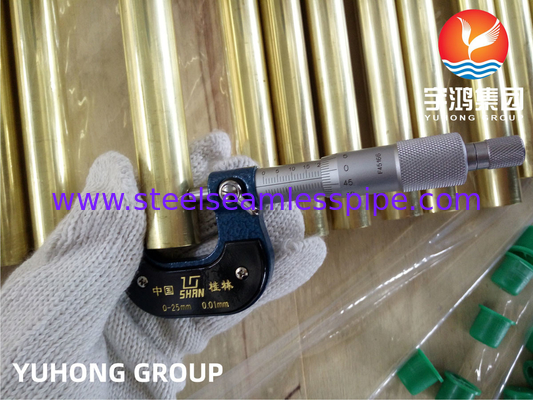 ASTM B111 C44300 เครื่องแลกเปลี่ยนความร้อนแบบไร้ผัง ทองแดง Admiralty ท่อหมอน