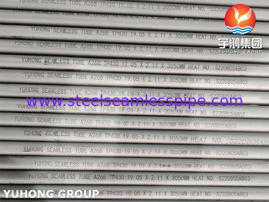 ASTM A268 TP430 1.4016 ท่อไร้รอยที่มีความทนทานต่อการกัดกร่อนที่ดี