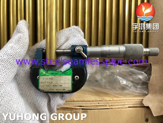 ทองแดงเหล็กทองเหลืองทองเหลืองท่อ ASTM B111 C44300 C68700 C70600 25.4mm*1.245mm*12995mm Condenser อากาศเย็นเรเดียเตอร์