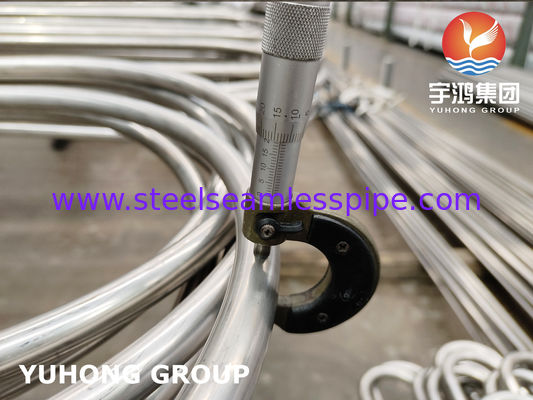ASTM A213 TP304 สแตนเลส สายต่อ U Bend Tube ด้วยการทําปลายสีสดใสและ Radius Bend ที่กําหนดเอง