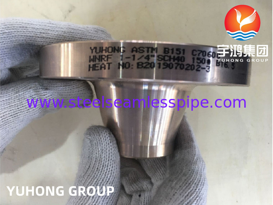 ASTM B151 C70600 1-1/4&quot; SCH40 #150 WN แฟลนส์ปูนไนเคิล ASME B165
