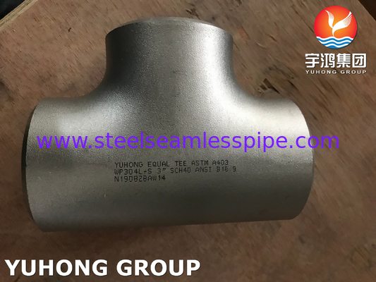 ASTM A403 WP304L-S สามทางเชื่อมชน Tee B16.9 สำหรับน้ำมันและก๊าซ