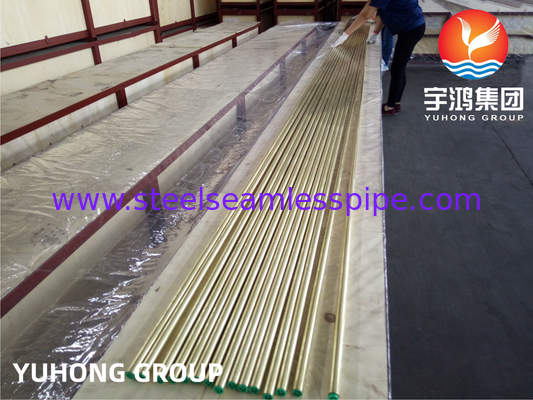 ASTM B111 C44300 เครื่องแลกเปลี่ยนความร้อน เครื่องเย็น เครื่องปรับความหนาว ท่อไร้รอยทองแดง Admiralty