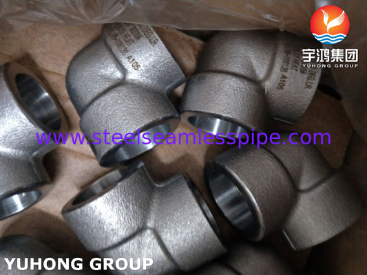 ASTM A105 เครื่องติดตั้งเหล็กคาร์บอน โซค็อตเวลด์ 90Deg LR เอลโบ 3000LBS ASME B1611