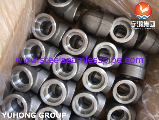 ASTM A105 เครื่องติดตั้งเหล็กคาร์บอน โซค็อตเวลด์ 90Deg LR เอลโบ 3000LBS ASME B1611