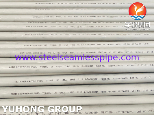 ASTM A269 316L ท่อหม้อเหล็กไร้ขัดเหล็กสําหรับการใช้งานต่อต้านการกัดกร่อนทั่วไป