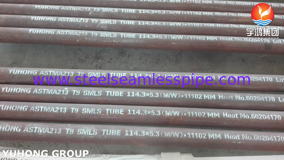 ASME SA213 T9 หลอดไร้รอยเหล็กสแตนเลสสําหรับเตาอบเผา หลอดการกระจายแสงหลอดระบายไฟ