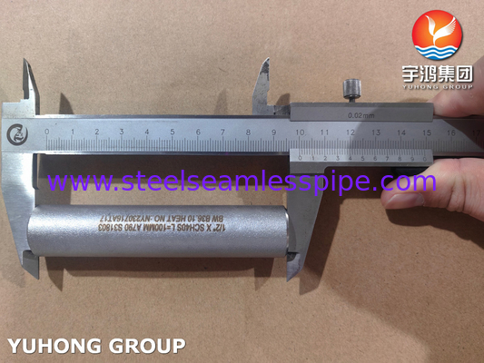 ASME B36.10 ท่อปิ๊บ ASTM A790 UNS S31803 ทองเหลืองแบบย้อนแบบไร้สาย