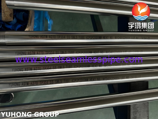 ASTM A270 ท่ออนามัย TP304 ท่อไร้รอยเหล็กไร้ขัดกับปลายเส้น NPT