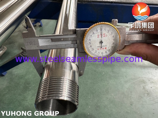 ASTM A270 ท่ออนามัย TP304 ท่อไร้รอยเหล็กไร้ขัดกับปลายเส้น NPT