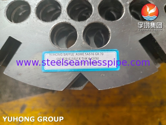 แผ่นกั้นเหล็กกล้าคาร์บอน ASME SA516 Grade70N สำหรับเครื่องแลกเปลี่ยนความร้อนแบบเชลล์และท่อ