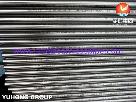 ASTM A249/ ASME SA249 ท่อ TP316L สําหรับเครื่องแลกเปลี่ยนความร้อน