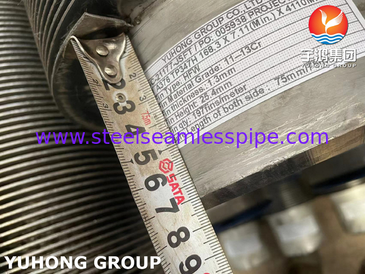 TP347H หลอดปีกไร้สายเหล็กไร้สแตนเลสชนิด HFW สําหรับเครื่องทําความร้อน