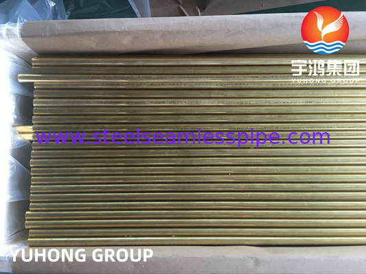 ท่อไร้รอยต่อโลหะผสมทองแดงนิกเกิล ASTM B111 C44300 Admiralty ท่อทองเหลืองเครื่องกำเนิดหม้อน้ำระบายความร้อน
