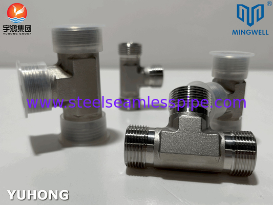 เครื่องปรับสแตนเลส Tees NPT G PT SS316L การปรับสแตนเลส