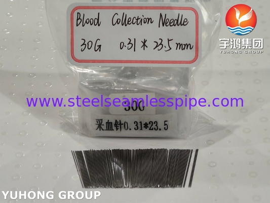 ISO9626 SUS304 30G 0.31*23.5MM แลนเซ็ตเลือดที่แข็งแรงสําหรับการตรวจสอบตัวอย่าง