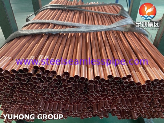 ASME SB111 C12200 ท่อสแตนเลสทองแดง ท่อล่างปีกสําหรับเครื่องแลกเปลี่ยนความร้อน