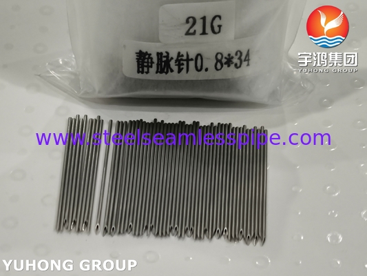 ISO9626 SUS304 21G สแตนเลสทางการแพทย์ หลอดเข็มฉีดเส้นเลือด