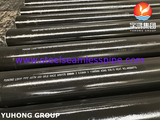 ASTM A53 / ASME SA53 เกรด B LSAW ท่อปั่นจากสแตนเลสคาร์บอน NACE สําหรับท่ออุตสาหกรรม