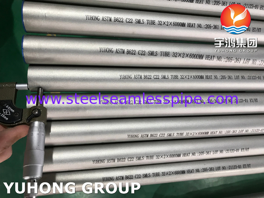 ท่อไร้รอยเหล็กไนเคิล ASTM B622 Hastelloy C22 UNS N06022 สําหรับภาชนะปฏิกิริยา