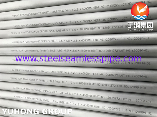 ASTM A268 TP430Ti หลอดไร้รอยเหล็กไร้สแตนเลส Ferritic Martensitic