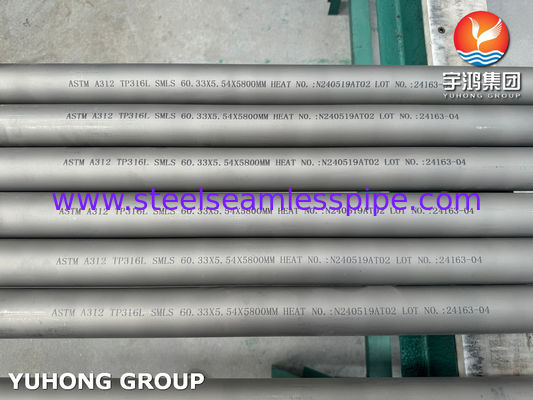 ท่อสแตนเลสไร้รอยต่อ ASTM A312 TP316L พร้อมการทดสอบกระแสวน การทดสอบไฮโดรสแตติก และการทดสอบอัลตราโซนิก สำหรับงานปิโตรเคมี