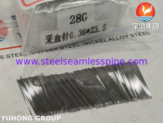 เข็มเจาะเลือดสแตนเลส SUS304 ขนาด 28G 23.5MM สำหรับการเจาะเลือด, ปลายแหลมสามเหลี่ยมตัน