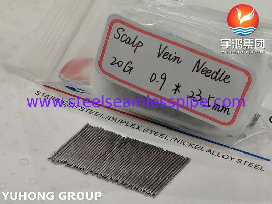 เข็ม IV Cannula สแตนเลสสตีล 20G 23.5MM, SUS304 Tri-bevel Intravenous Needle Tube ISO7864