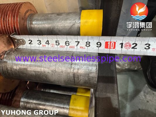 ท่อครีบฝังสำหรับหม้อไอน้ำและเครื่องประหยัด A106 Gr.B ฐานครีบทองแดง