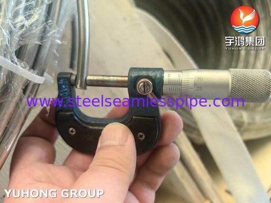 ASTM A269 สีสว่างทองเหล็กไร้ขัด 316L ท่อโค้ลไร้สายสําหรับโค้ลเรเดียเตอร์