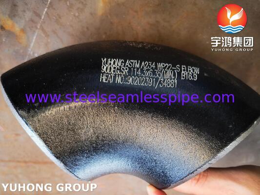 ASTM A234 WP22 90° Elbow Cr-Mo Alloy Steel Tube Fitting สําหรับท่ออุณหภูมิและความดันสูง