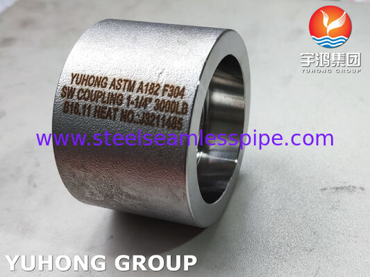ASTM A182 F304 3000# SW & NPT Coupling, High Corrosion Resistance Stainless Steel Socket Weld & NPT Thread Coupling สําหรับท่ออุตสาหกรรม