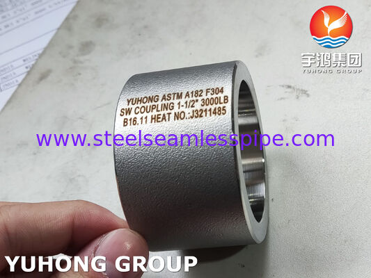 ASTM A182 F304 3000# SW & NPT Coupling, High Corrosion Resistance Stainless Steel Socket Weld & NPT Thread Coupling สําหรับท่ออุตสาหกรรม