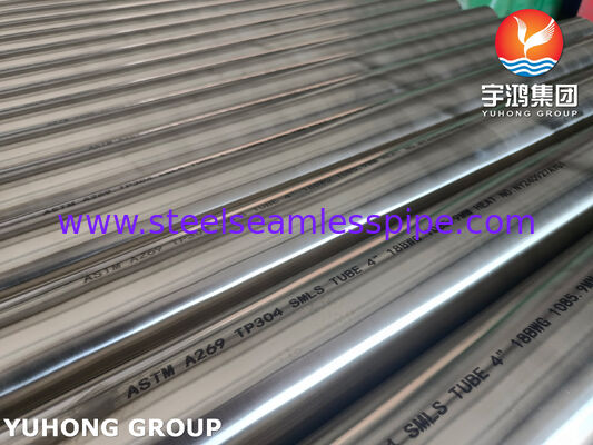 ท่อสแตนเลสไร้ตะเข็บ ASTM A269 TP304 แบบอบอ่อนสว่างสำหรับเครื่องระเหย 4" 18BWG