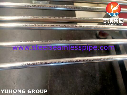 ASME SB163 UNS N02201 ท่อสกัดไนเคิลแบบไร้รอยสําหรับเครื่องแลกเปลี่ยนความร้อนและเครื่องปรับความร้อน