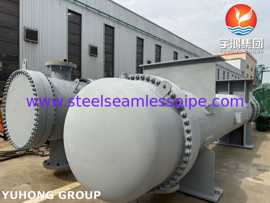 เครื่องแลกเปลี่ยนความร้อนแบบเปลือกและท่อเหล็กคาร์บอน พร้อมท่อ ASME SA179 และแผ่นท่อ SA266 Gr.2 สำหรับการทำความเย็นน้ำ น้ำมัน ไอน้ำ และก๊าซ