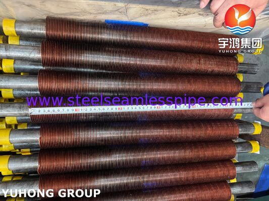 ASTM A106 Gr.B ท่อครีบแบบฝังพร้อมครีบทองแดง CU-T2 สำหรับเครื่องทำความเย็นแบบอากาศ