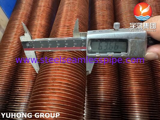 ASTM A106 Gr.B ท่อครีบแบบฝังพร้อมครีบทองแดง CU-T2 สำหรับเครื่องทำความเย็นแบบอากาศ