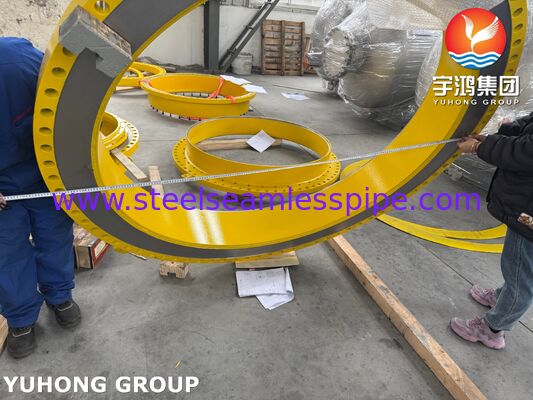 ASME SA516 Gr.70 โลหะคาร์บอนแชล Flange แหวนที่มี OD ~1939mm × ID ~1568mm × THK 97mm และหลุม bolt ความแม่นยําสําหรับเครื่องแลกเปลี่ยนความร้อน