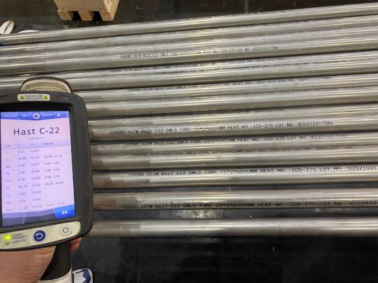 ASTM B622 C22 (UNS NO6022) ท่อไร้รอยจากเหล็ก HASTELLOY ET (ASTM E571), UT ((ASTM E213)