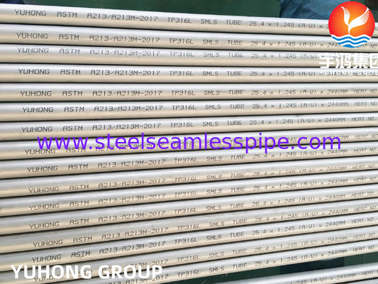 ASTM A213 TP316L S31603 SUS316L ท่อแลกเปลี่ยนความร้อนแบบไร้รอยเหล็กไร้ขัด