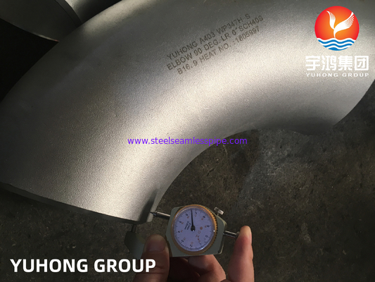 ASTM A403 WP347H 90 องศาเอลโค้ทสแตนเลส Buttweld Fitting ASME B16.9