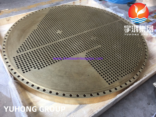 ASTM B171 C46400 / C44300 ทองเหลืองสกัดเหล็ก Tube Sheet Heat Exchanger Tube Plate
