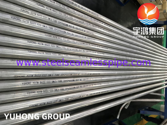 ท่อโลหะผสมนิกเกิล HASTELLOY C22 แบบไร้รอยต่อ ASTM B163 DIN2.4605 B161 N06022